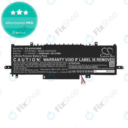Μπαταρία για Asus ZenBook 14, Flip 14, 4200mAh, Li-Pol, 11.55V, C31N1841, HQ