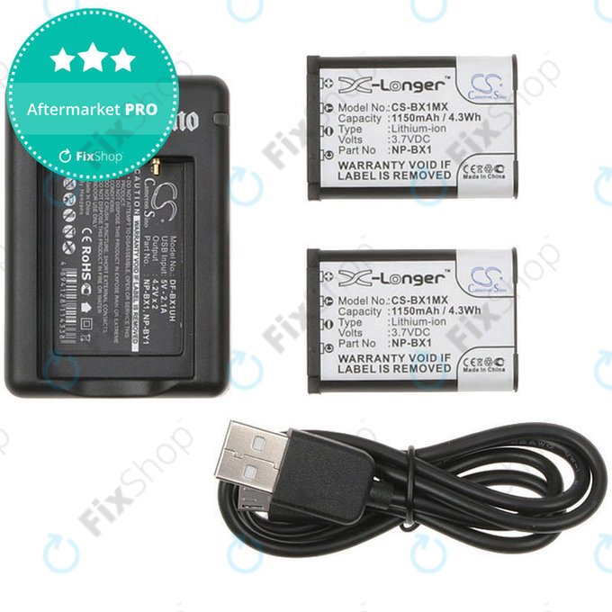 2 baterie z ładowarką doSony Cyber-shot DSC-RX100, Cyber-shot DSC-WX300B, 1150mAh, Li-Ion, 7.4V, NP-BX1, HQ
