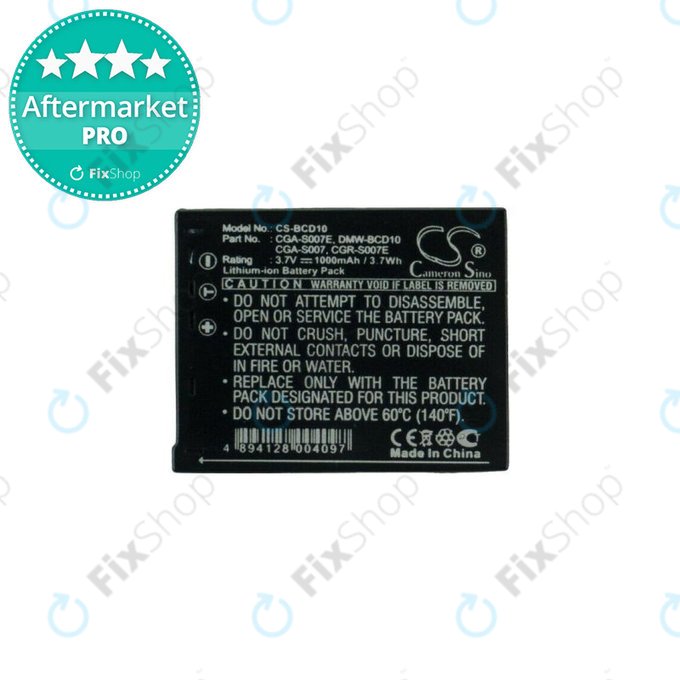 Battery για Panasonic Lumix DMC-TZ1 | TZ2 | TZ3 | TZ4 | TZ5 | TZ11 | TZ15 | TZ50 | CGA-S007 | CGR-S007 | Li-Ion | 1000mAh | HQ