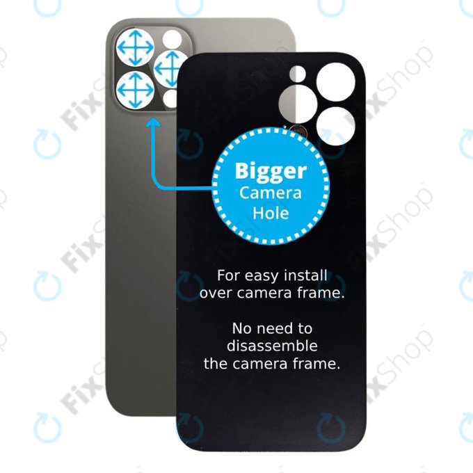 Πίσω Γυαλί με Μεγάλη Τρύπα Κάμερας για iPhone 12 Pro | Γραφίτης | Graphite