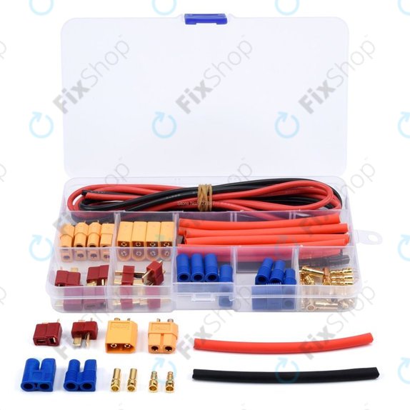 Σετ Συνδέσμων Μπαταρίας (T-plug, EC3, XT60, Καλώδιο Σιλικόνης & Θερμοαναδιπλούμενο) για Amass