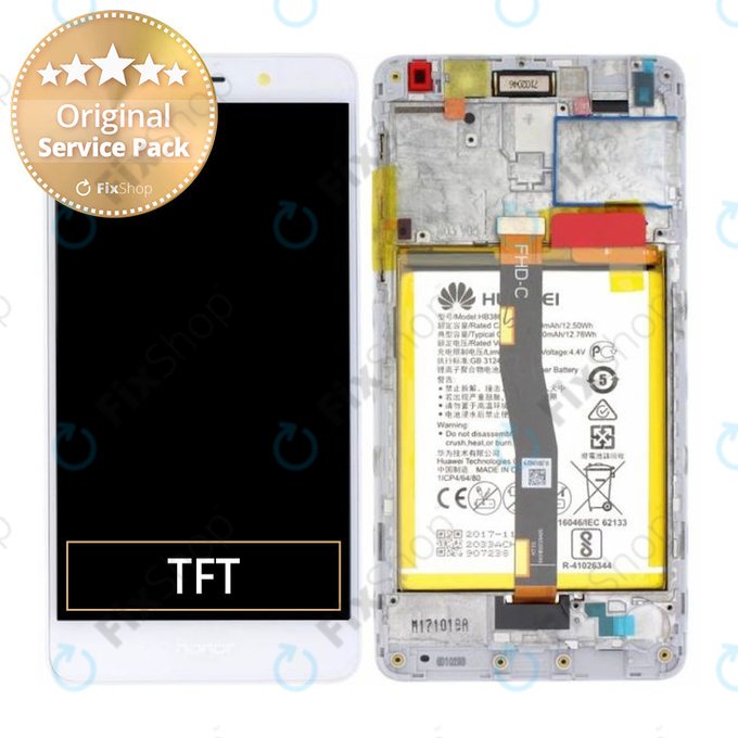 LCD Display Assembly με Battery για Huawei Honor 6X | 02351ADQ | Gold | Silver | Service Pack