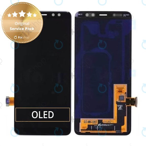 Οθόνη με οθόνη αφής για Samsung A8, A530F (2018), GH97-21406A, GH97-21529A, Black, Service Pack