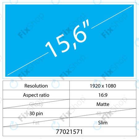 LCD Display NanoEdge Matte | 15.6" | 30 pin | Full HD | No brackets