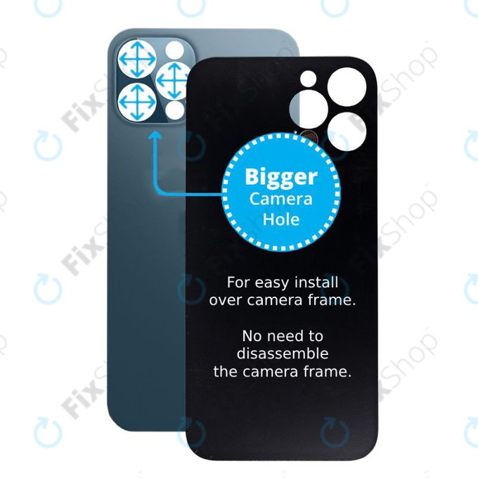 Πίσω Γυαλί με Μεγάλη Τρύπα Κάμερας για iPhone 12 Pro | Μπλε | Blue