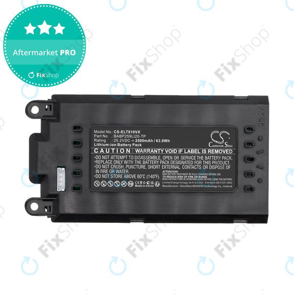 Μπαταρία για Electrolux Well Q8, WQ81-3OMB, WQ81-PANIM, 2500mAh, Li-Ion, 25.2V, BABP259LI20-TP, HQ