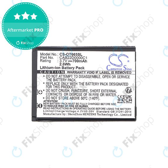Μπαταρία για Alcatel One Touch 2010D, 700mAh, Li-ion, 3.7V, CAB22D0000C1, HQ