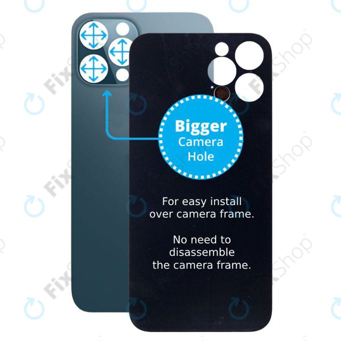 Πίσω Γυαλί με Μεγάλη Τρύπα Κάμερας για iPhone 12 Pro Max | Μπλε | Blue