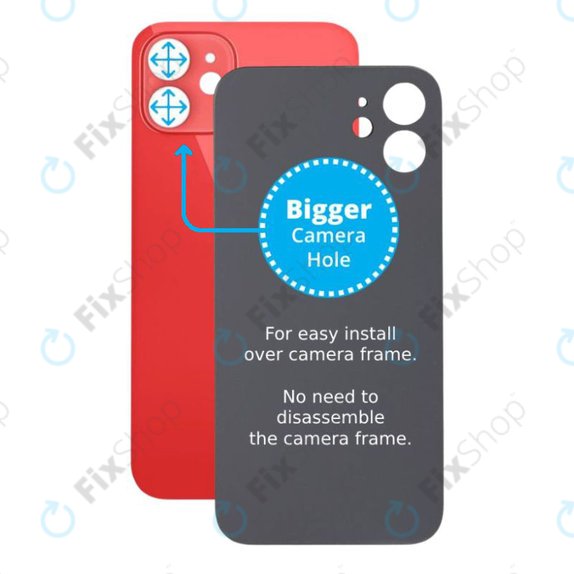 Πίσω Γυαλί με Μεγάλη Τρύπα Κάμερας για iPhone 12 | Red