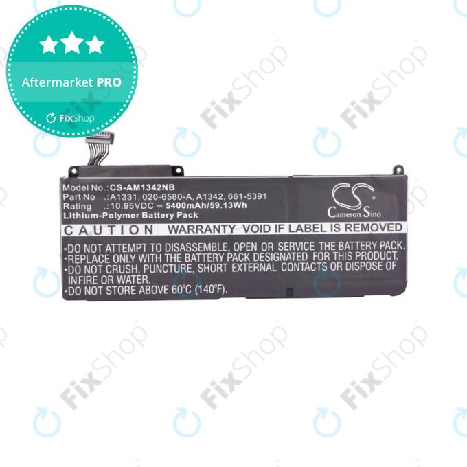 Μπαταρία για MacBook 13", Τέλη 2009 – Μέσα 2010, A1342, A1331, 5400mAh, HQ