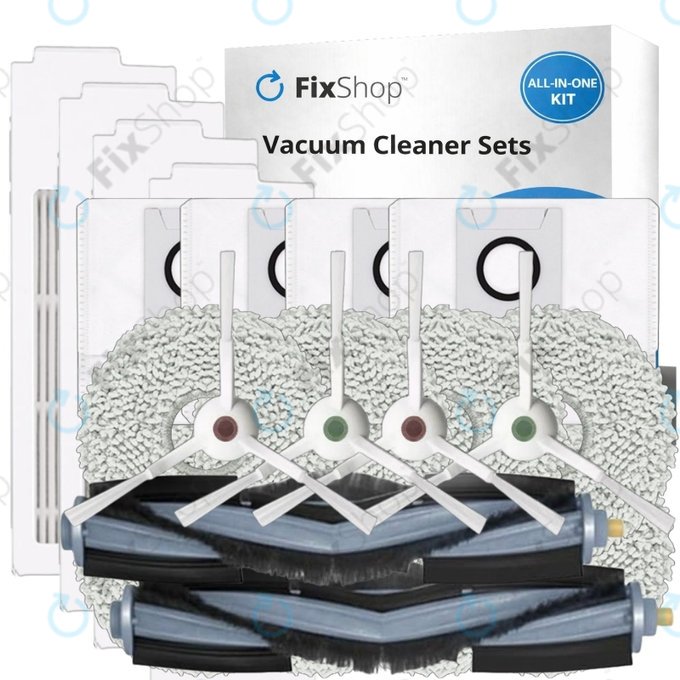 Σετ ανταλλακτικών για Ecovacs T20, T20 Max, T20 Pro (2x Κύρια βούρτσα, 4x Φίλτρο, 4x Πλαϊνή Βούρτσα – λευκή, 8x Πανί Σφουγγαρίστρας, 4x Σακούλα σκόνης)