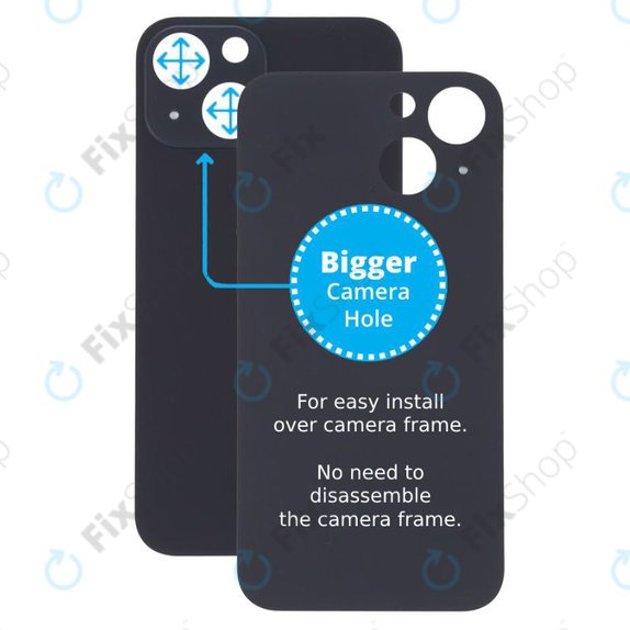 Πίσω Γυαλί με Μεγάλη Τρύπα Κάμερας για iPhone 13 Mini | Μαυρομπλέ | Midnight