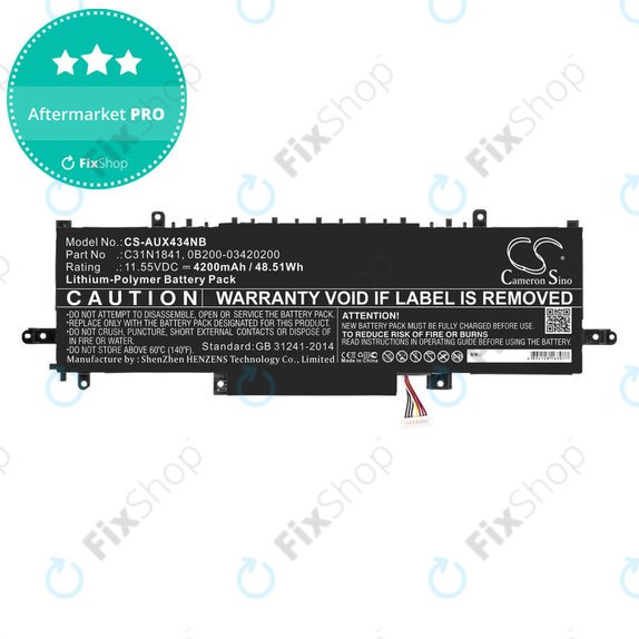 Μπαταρία για Asus ZenBook 14, Flip 14, 4200mAh, Li-Pol, 11.55V, C31N1841, HQ