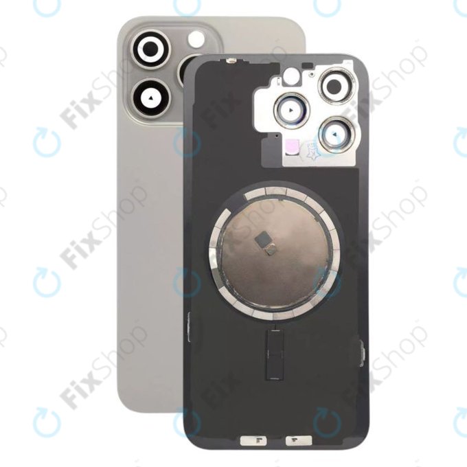 Πίσω Κάλυμμα Γυαλί + Φακός Κάμερας + Μεταλλική Πλάκα + Μαγνήτες Magsafe για iPhone 15 Pro Max | Natural Titanium