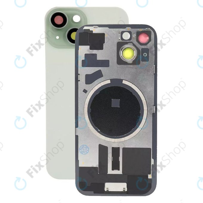 Πίσω Κάλυμμα Γυαλί + Φακός Κάμερας + Μεταλλική Πλάκα + Μαγνήτες Magsafe για iPhone 15 | Πράσινο | Green