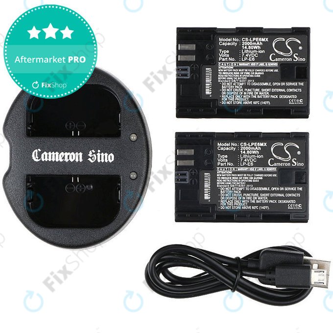 2 baterie z ładowarką doCanon EOS 5D Mark II, EOS 7D, 2000mAh, Li-Ion, 7.4V, LP-E6, HQ