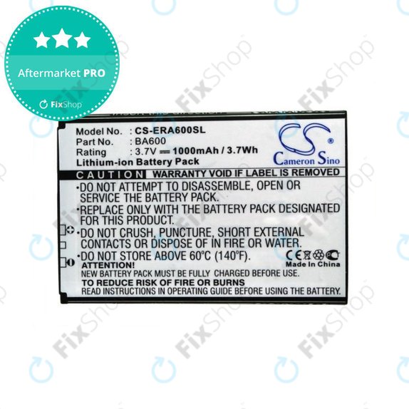 Μπαταρία για Sony Ericsson Kumquat, ST25, ST25i, Xperia U, 1000mAh, Li-Ion, 3.7V, BA600, HQ