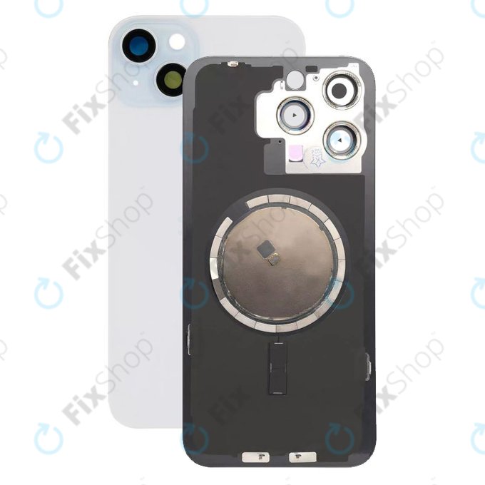 Πίσω Κάλυμμα Γυαλί + Φακός Κάμερας + Μεταλλική Πλάκα + Μαγνήτες Magsafe για iPhone 15 Plus | Μπλε | Blue