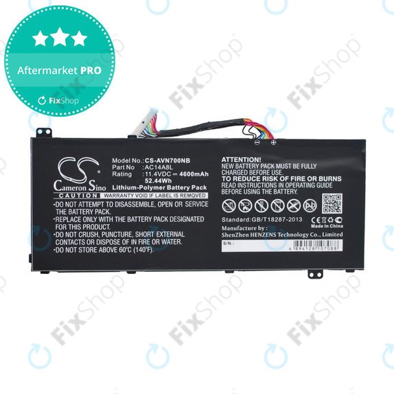 Μπαταρία για Acer Aspire Vn7, V15 Nitro, Spin 3, 4600mAh, Li-Pol, 11.4V, AC14A8L, HQ