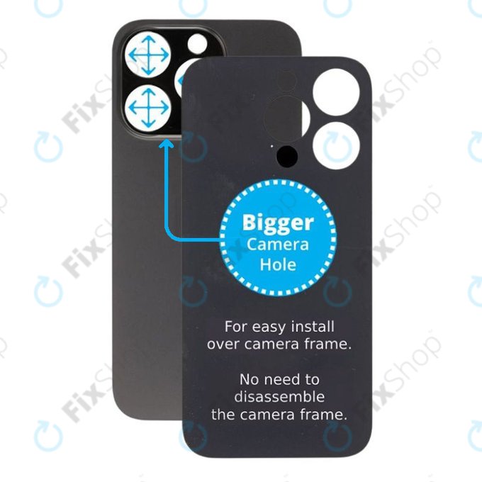 Πίσω Γυαλί με Μεγάλη Τρύπα Κάμερας για iPhone 14 Pro | Space Black