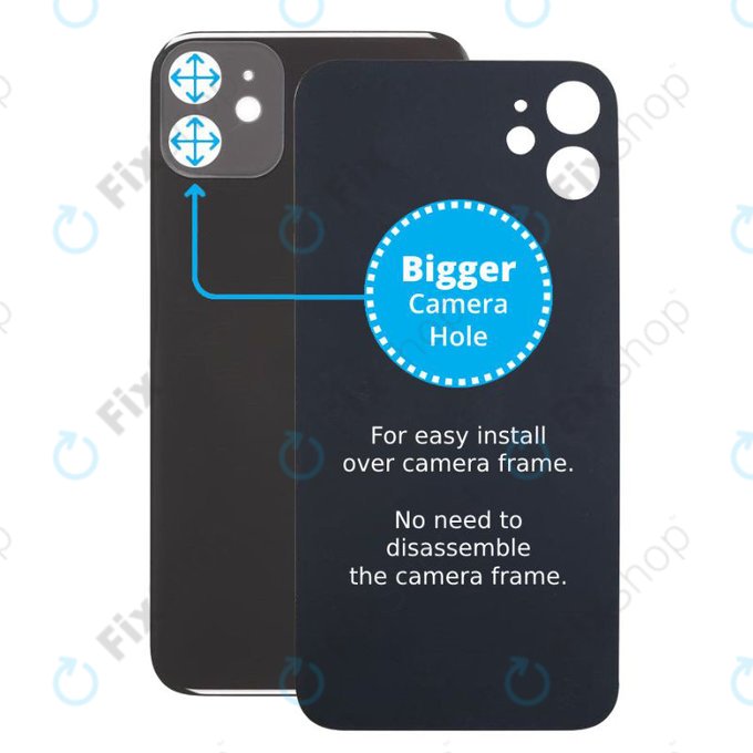 Πίσω Γυαλί με Μεγάλη Τρύπα Κάμερας για iPhone 11 | Μαύρο | Black
