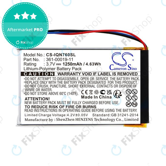Μπαταρία για Garmin Nüvi 700, 710, 760, 765, Nuvi 3590, 1250mAh, Li-Pol, 3.7V, 361-00019-11, HQ