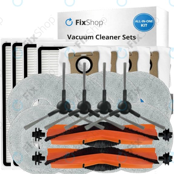 Σετ ανταλλακτικών για Xiaomi Mi Robot Vacuum S20+, S10+, X20+, X10+ (2x Κύρια βούρτσα, 4x Φίλτρο, 4x Πλαϊνή Βούρτσα – μαύρη, 8x Πανί Σφουγγαρίστρας, 4x Σακούλα σκόνης)