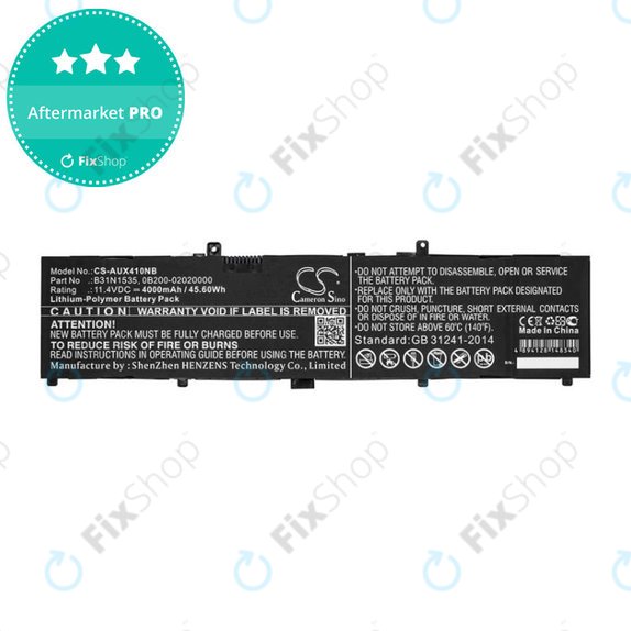 Μπαταρία για Asus UX310, UX310UAK, UX410UQ, 4000mAh, Li-Pol, 11.4V, B31N1535, HQ