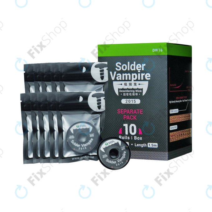 Φιτίλι αποκόλλησης, ατομική συσκευασία, 2UUL DW16, 10 ρολά/κουτί