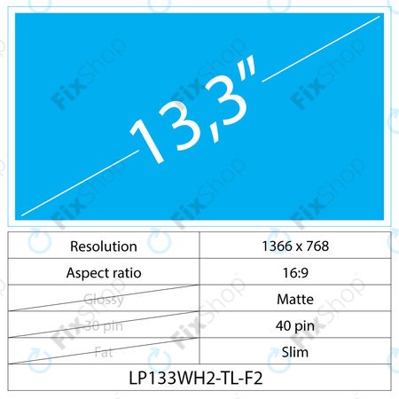 LCD Display Slim Matte | 13.3" | 40 pin | WXGA HD