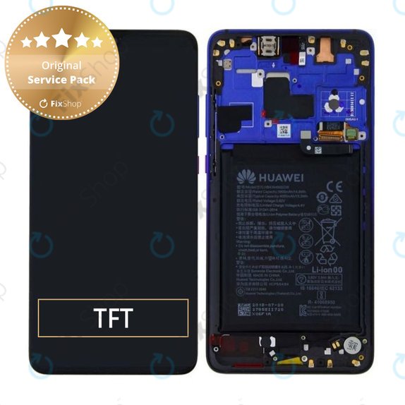 Συγκρότημα οθόνης με μπαταρία για Huawei Mate 20, 02352FRA, Twilight, Service Pack