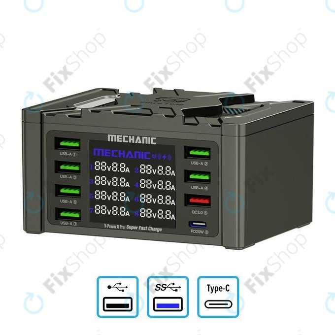 Σταθμός Φόρτισης USB με USB-C, USB 3.0 για Mechanic V-Power 8 Pro