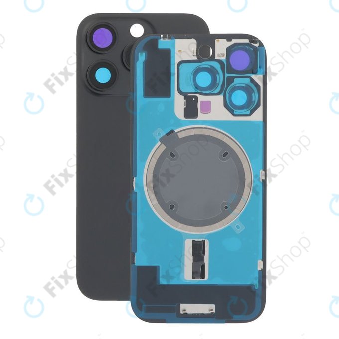 Πίσω Κάλυμμα Γυαλί + Φακός Κάμερας + Μεταλλική Πλάκα + Μαγνήτες Magsafe για iPhone 16 Pro | Black Titanium