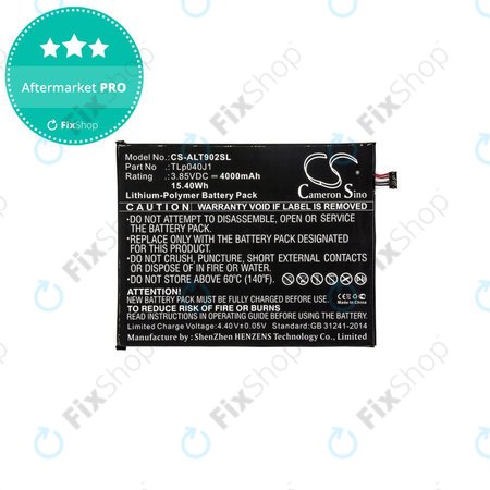 Μπαταρία για Alcatel 8082, Alcatel 9024w, 4000mAh, Li-Pol, 3.85V, TLp040J1, HQ
