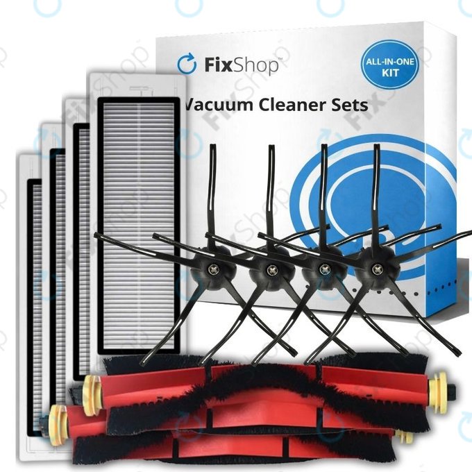Σετ ανταλλακτικών για Xiaomi Roborock S5 Max, S6, S6 MaxV, S6 Pure, Xiaowa E3 (2x Κύρια βούρτσα, 4x Φίλτρο, 4x Πλαϊνή Βούρτσα – μαύρη)