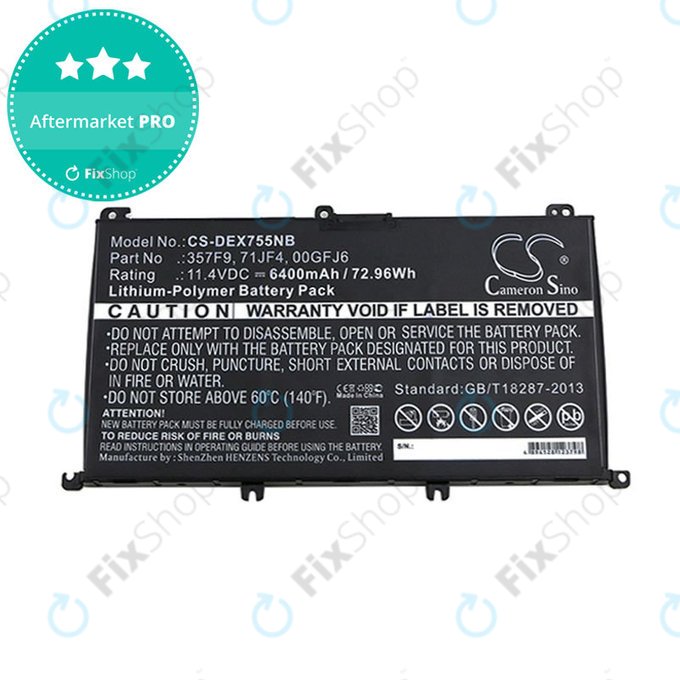 Μπαταρία για Dell Inspirion 15, 6400mAh, Li-Pol, 11.4V, 357F9, HQ