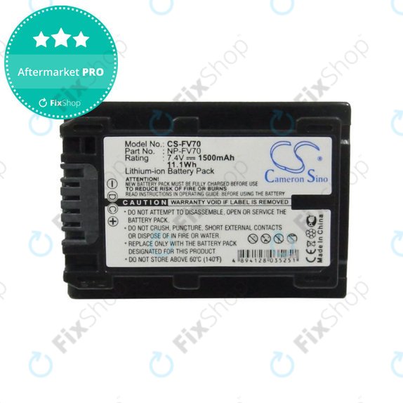 Μπαταρία για Sony DCR-DVD, HC, SR, HDR-CX, HC, PJ, XR, NEX-VG, 1500mAh, Li-Ion, 7.4V, NP-FV70, HQ