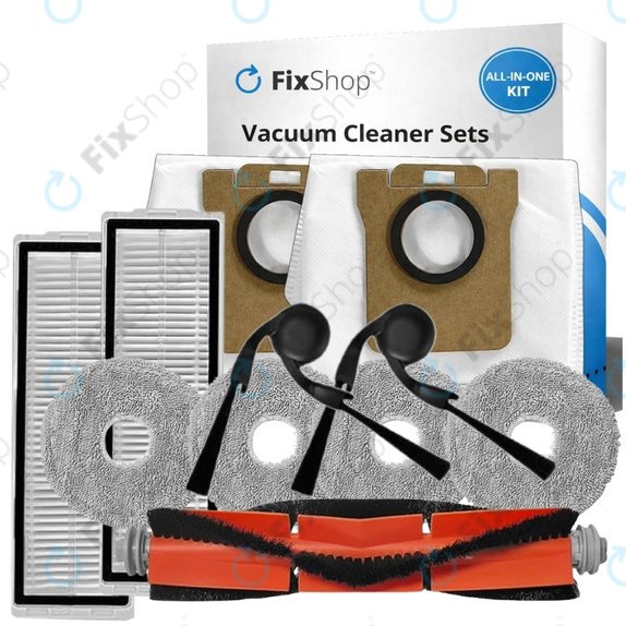 Σετ ανταλλακτικών για Xiaomi Robot Vacuum 5, 5 Pro (1x Κύρια βούρτσα, 2x Φίλτρο, 2x Πλαϊνή Βούρτσα, 4x Πανί Σφουγγαρίστρας, 2x Σακούλα σκόνης)