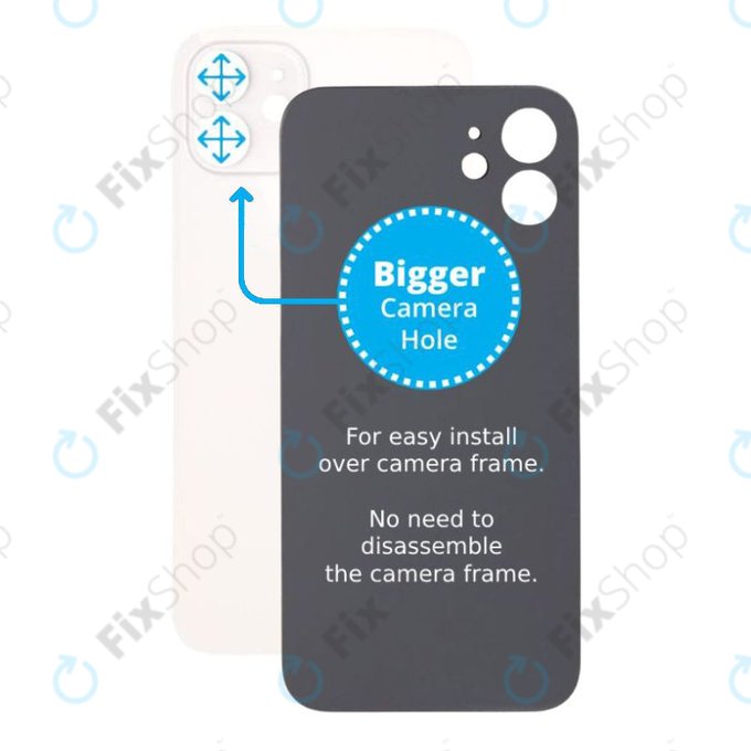 Πίσω Γυαλί με Μεγάλη Τρύπα Κάμερας για iPhone 12 | Λευκό | White