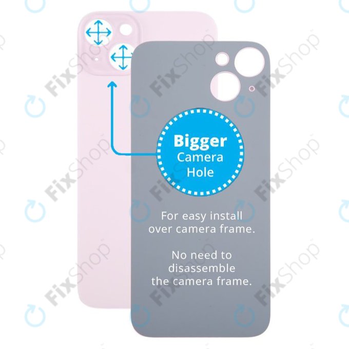 Πίσω Κάλυμμα Γυαλί με Μεγαλύτερη Τρύπα Κάμερας για iPhone 15 Plus | Ροζ | Pink