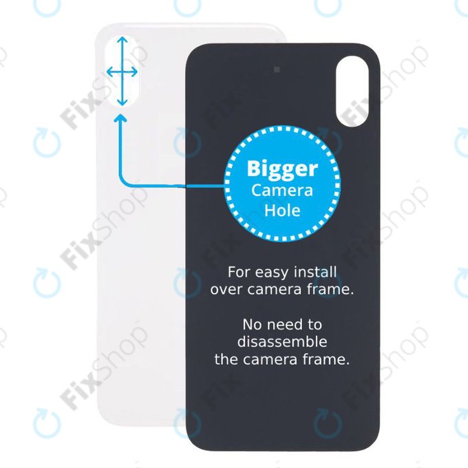 Πίσω Γυαλί με Μεγάλη Τρύπα Κάμερας για iPhone X | Ασημί | Silver