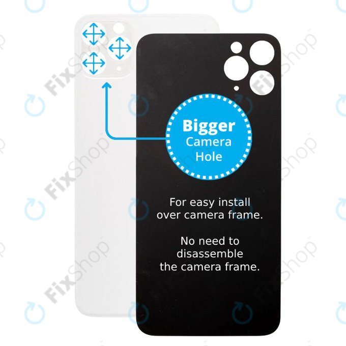 Πίσω Γυαλί με Μεγάλη Τρύπα Κάμερας για iPhone 11 Pro | Ασημί | Silver