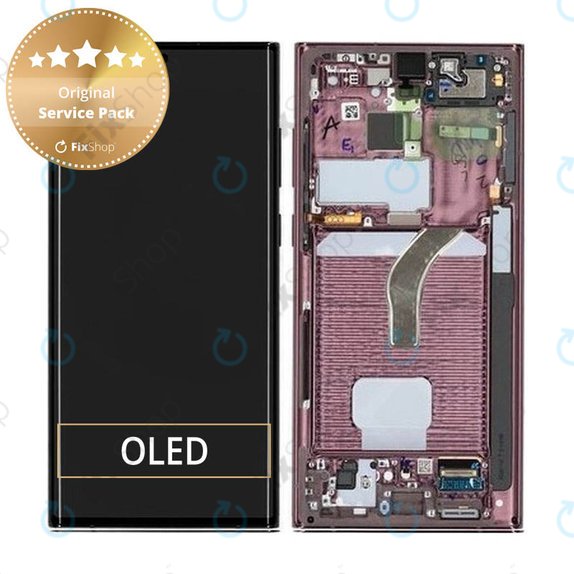 Συγκρότημα οθόνης για Samsung S22 Ultra, S908B, GH82-27488B, GH82-27489B, Burgundy, Service Pack