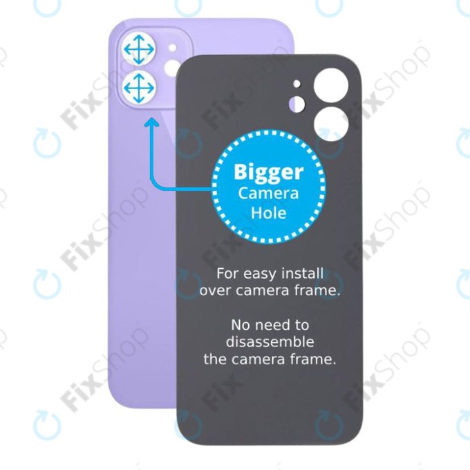 Πίσω Γυαλί με Μεγάλη Τρύπα Κάμερας για iPhone 12 | Μωβ | Purple