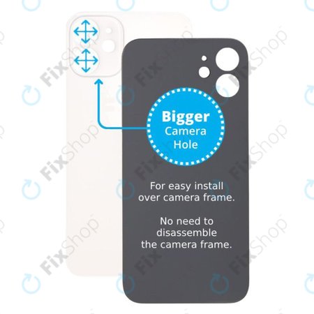 Πίσω Γυαλί με Μεγάλη Τρύπα Κάμερας για iPhone 12 Mini | Λευκό | White