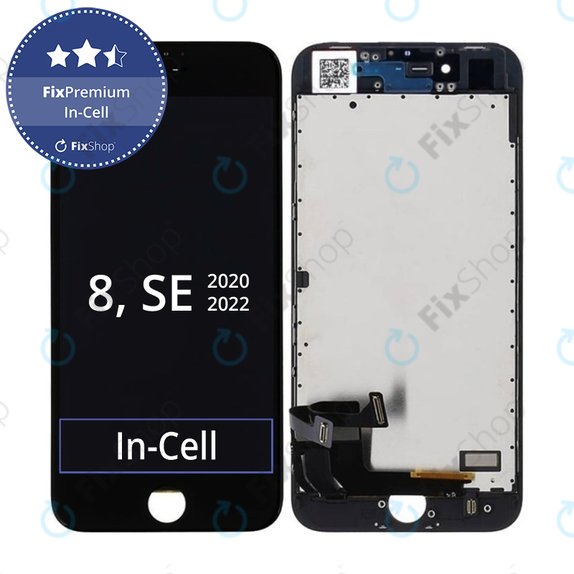 Οθόνη In-Cell για iPhone 8, SE (2020), SE (2022), Black, Αφής με πλαίσιο, FixPremium