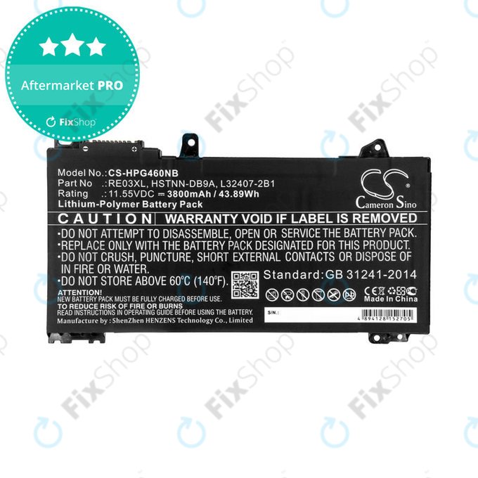 Μπαταρία για HP ProBook 455, 450, 445, 440, 430 G6, 3800mAh, Li-Pol, 11.55V, RE03XL, HQ