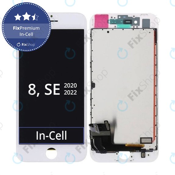 Οθόνη In-Cell για iPhone 8, SE (2020), SE (2022), White, Αφής με πλαίσιο, FixPremium