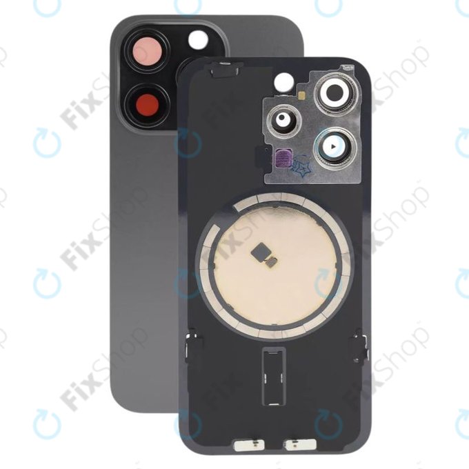 Πίσω Κάλυμμα Γυαλί + Φακός Κάμερας + Μεταλλική Πλάκα + Μαγνήτες Magsafe για iPhone 15 Pro | Black Titanium