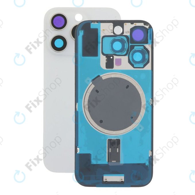 Πίσω Κάλυμμα Γυαλί + Φακός Κάμερας + Μεταλλική Πλάκα + Μαγνήτες Magsafe για iPhone 16 Pro | White Titanium